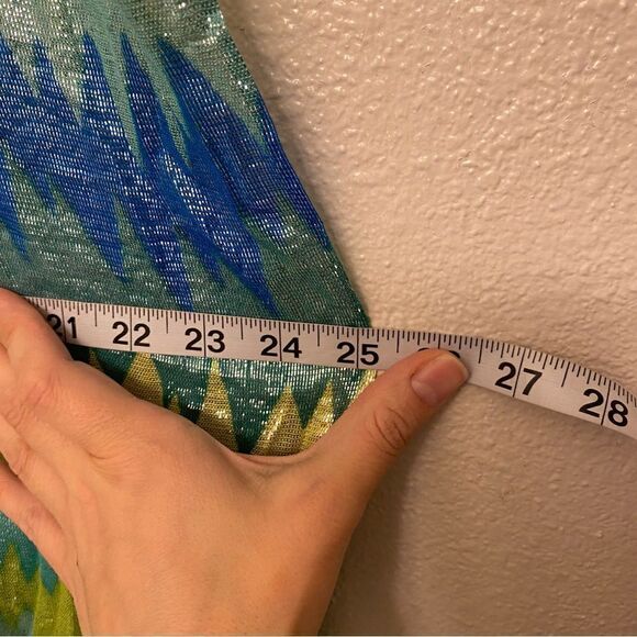 Green teal aqua mermaid Blue Kelly green lightweight metallic infinity scarf - Picture 7 of 10